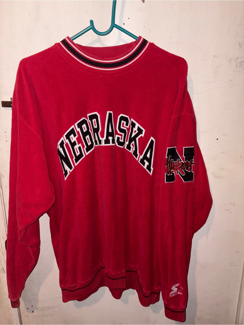 Vintage 1990s STARTER Red Nebraska Crewneck Sweatshirt